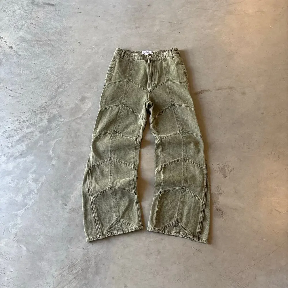 y2k vintage green earthtone flared pants